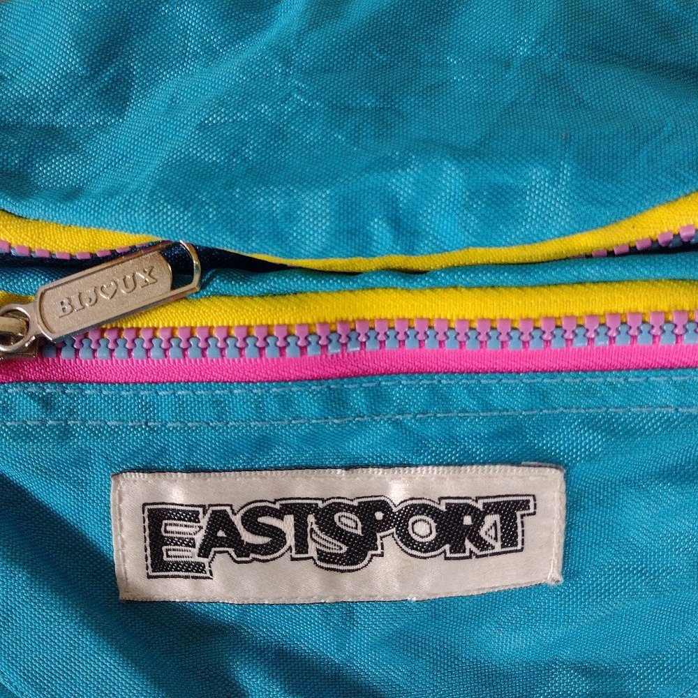Vintage 90s EastSport Fanny Pack Belt Bag Retro Turquoise Fabric - Picture 4 of 4